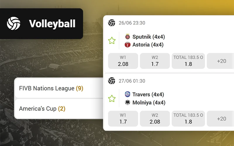 Place your bets on volleyball matches with Melbet.