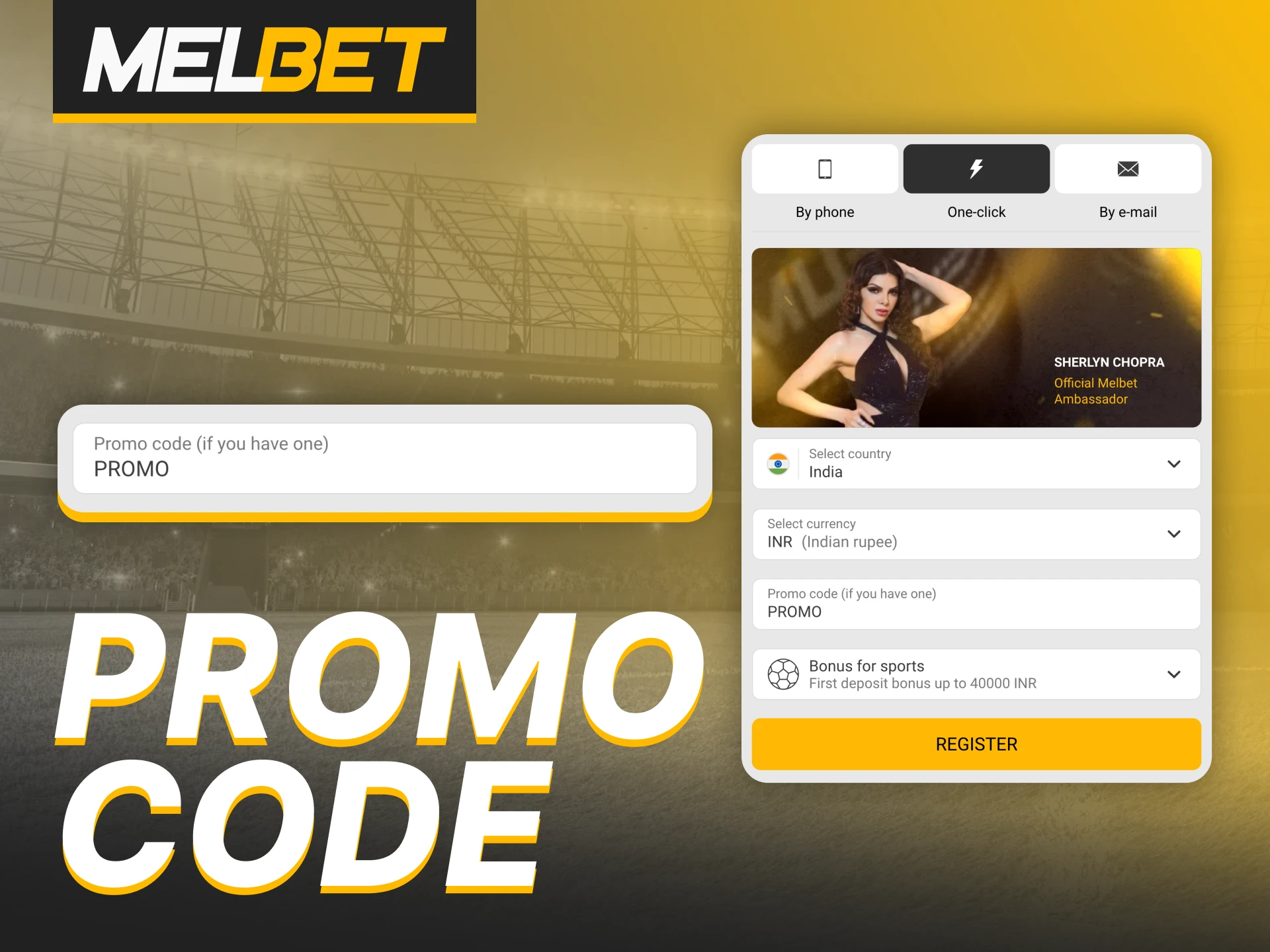 Apply our Melbet promo code directly in the app.
