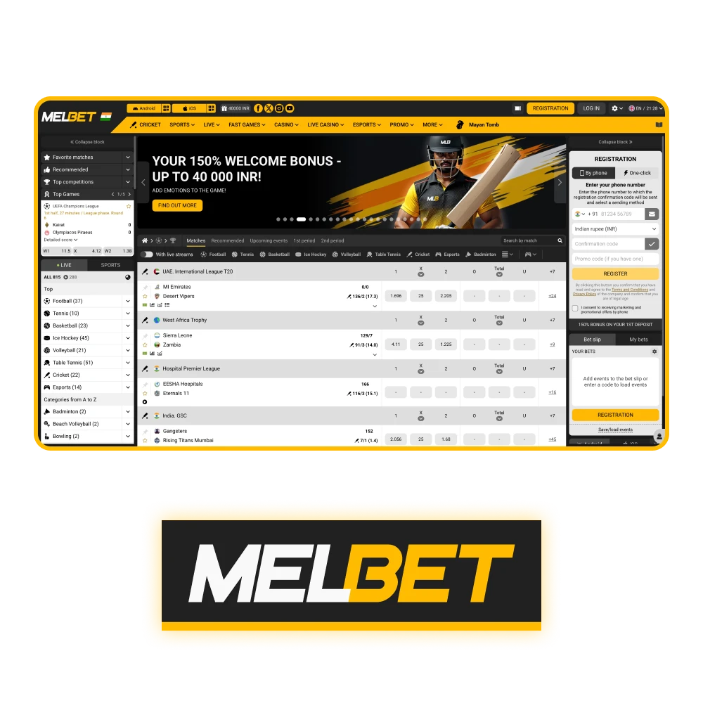Melbet provides online casino and sports betting in India.
