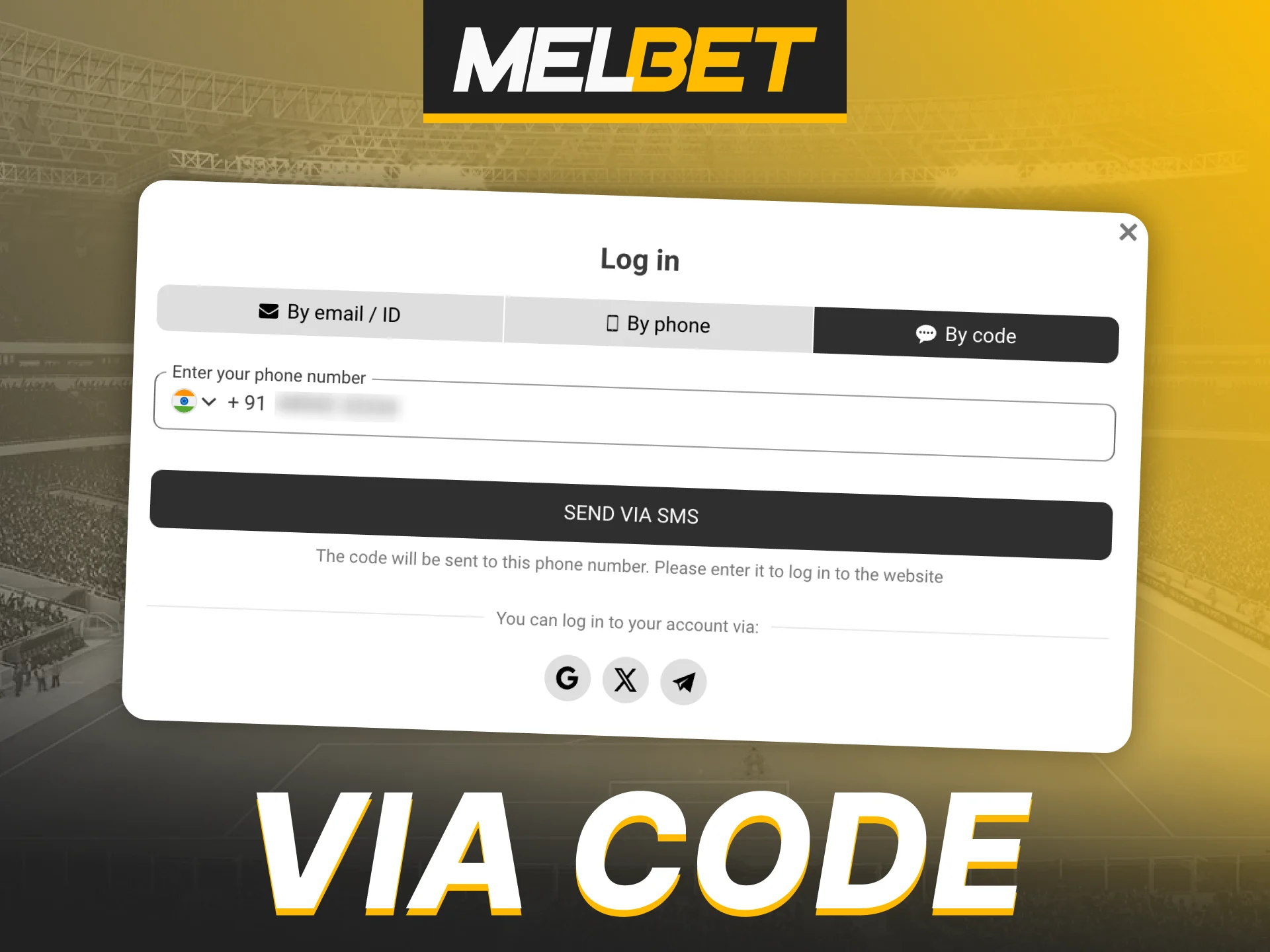 Use the SMS login method to access your Melbet account in a snap.