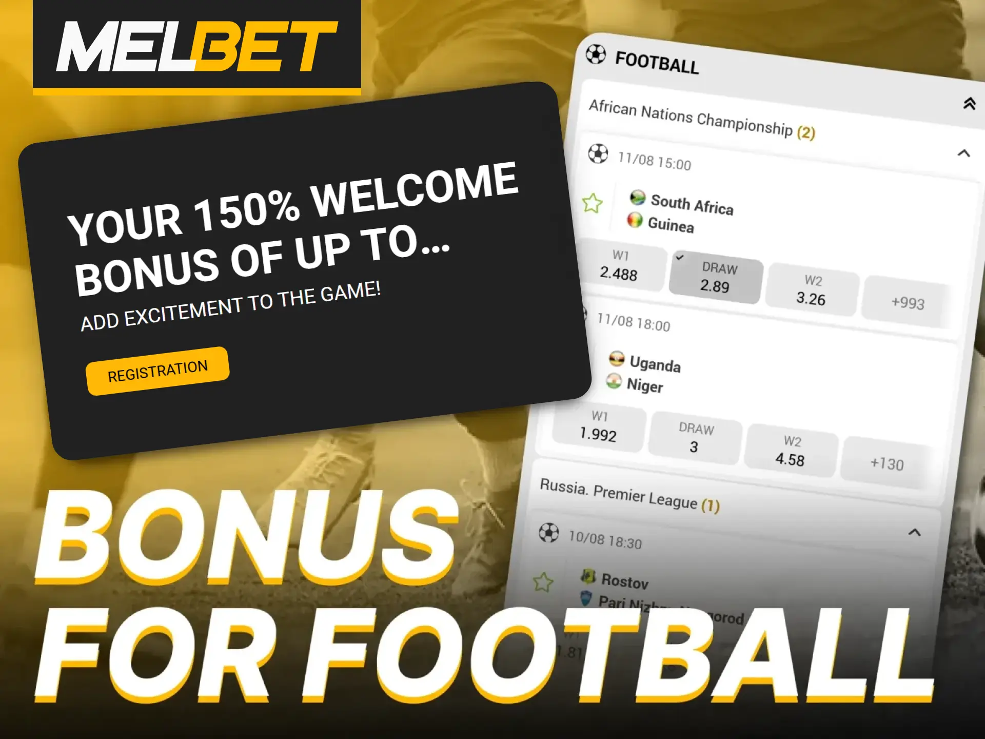 Boost your football bets with Melbet welcom bonuses.