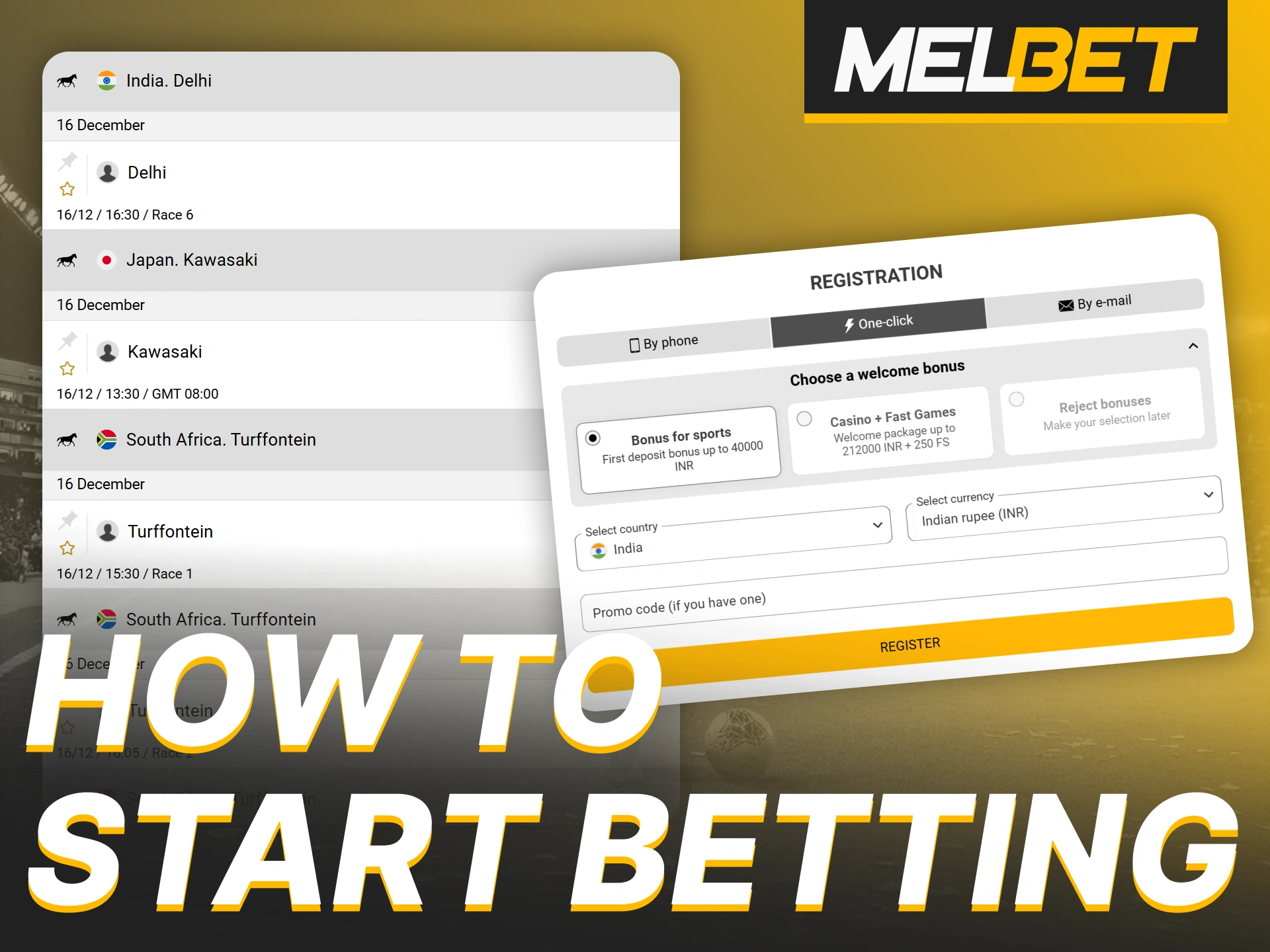 Register at Melbet and get started with horse racing betting.