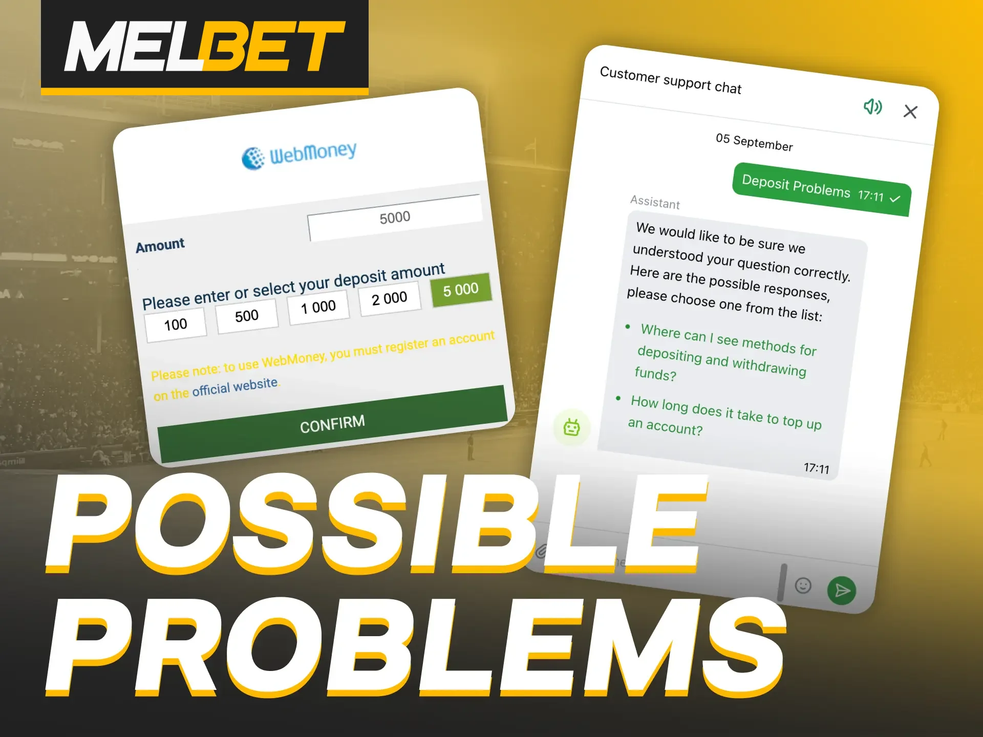 Contact Melbet support for missing deposits.