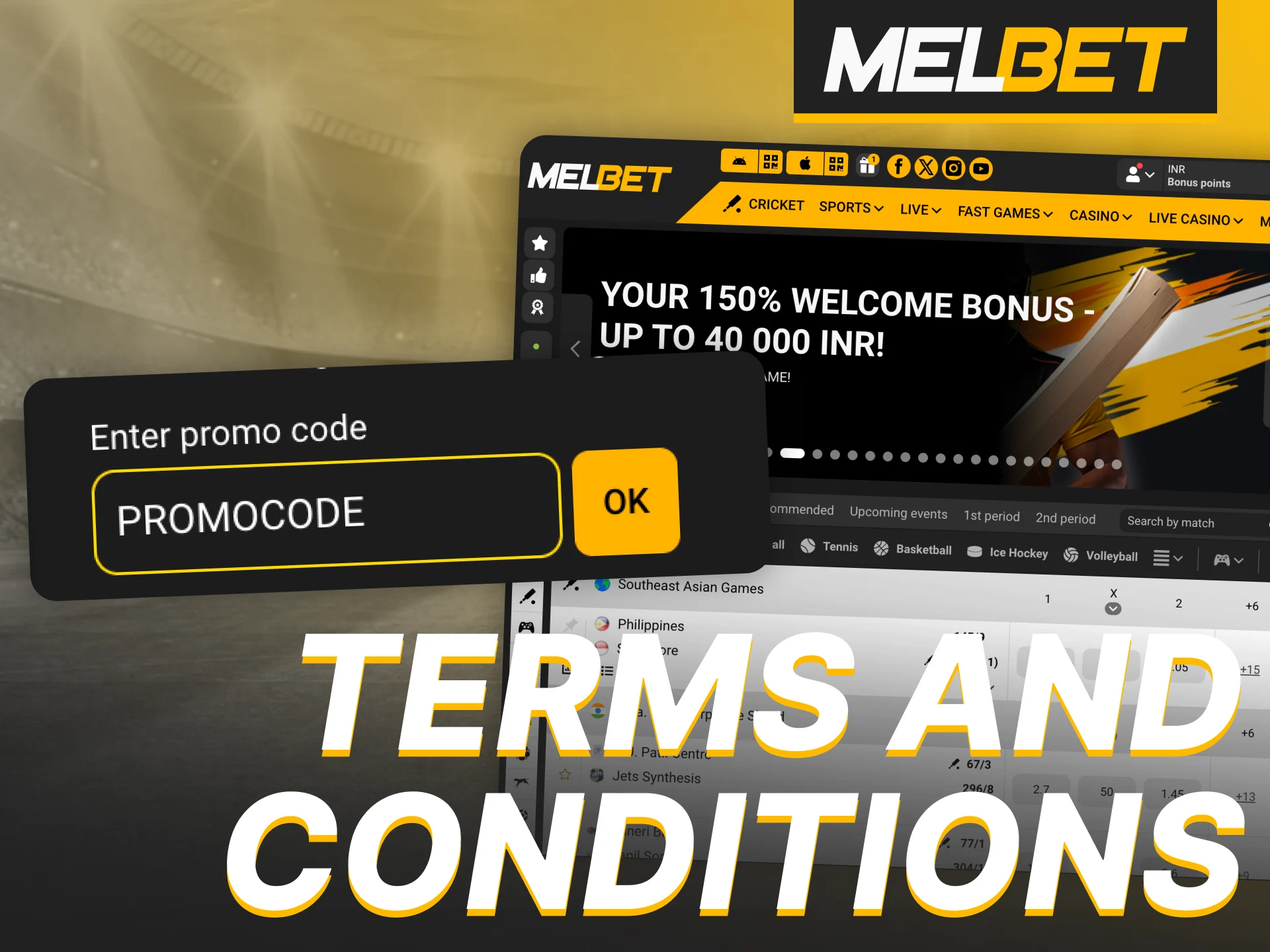 Check out Melbet's rules for receiving bonuses with a promo code.