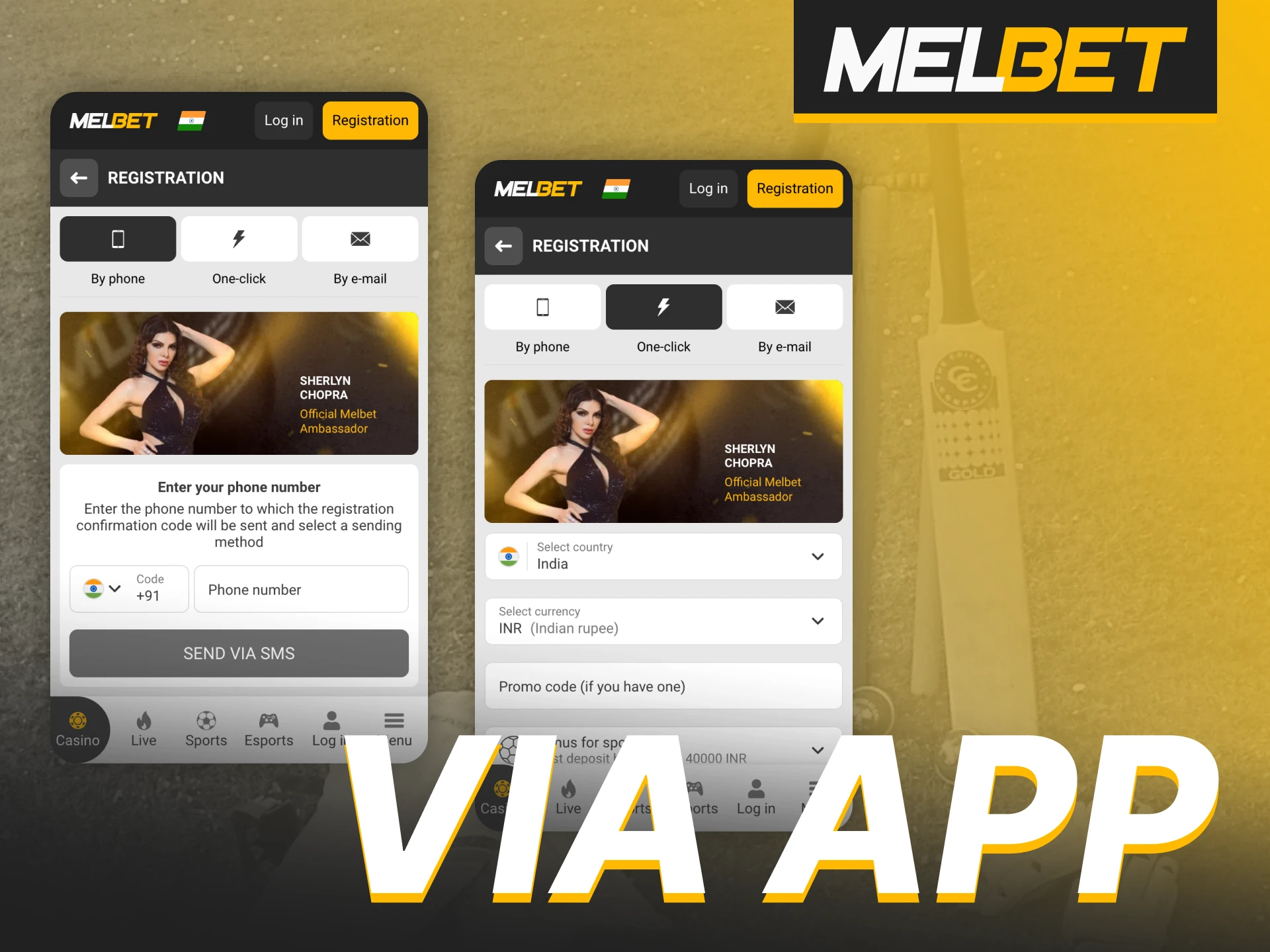 Create your account on the Melbet mobile app.