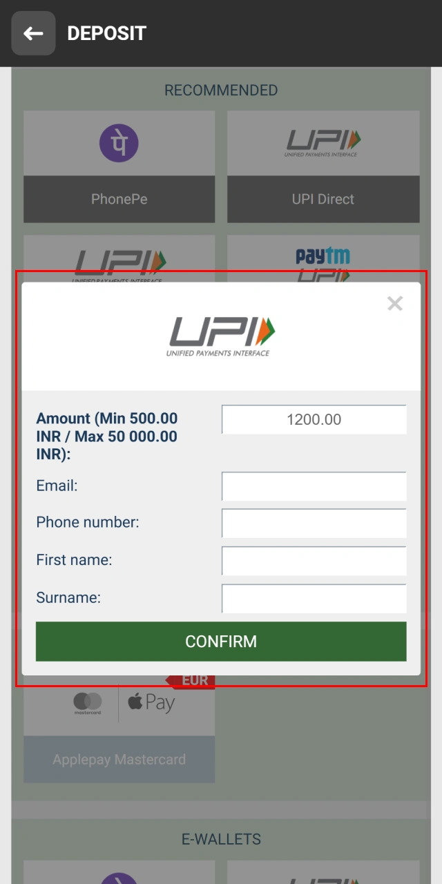 Top up your account using convenient payment methods like UPI before betting at Melbet.