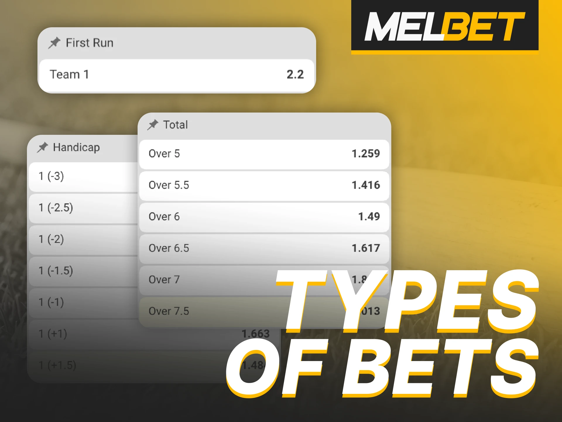 Melbet offers various types of baseball bets for different strategies.