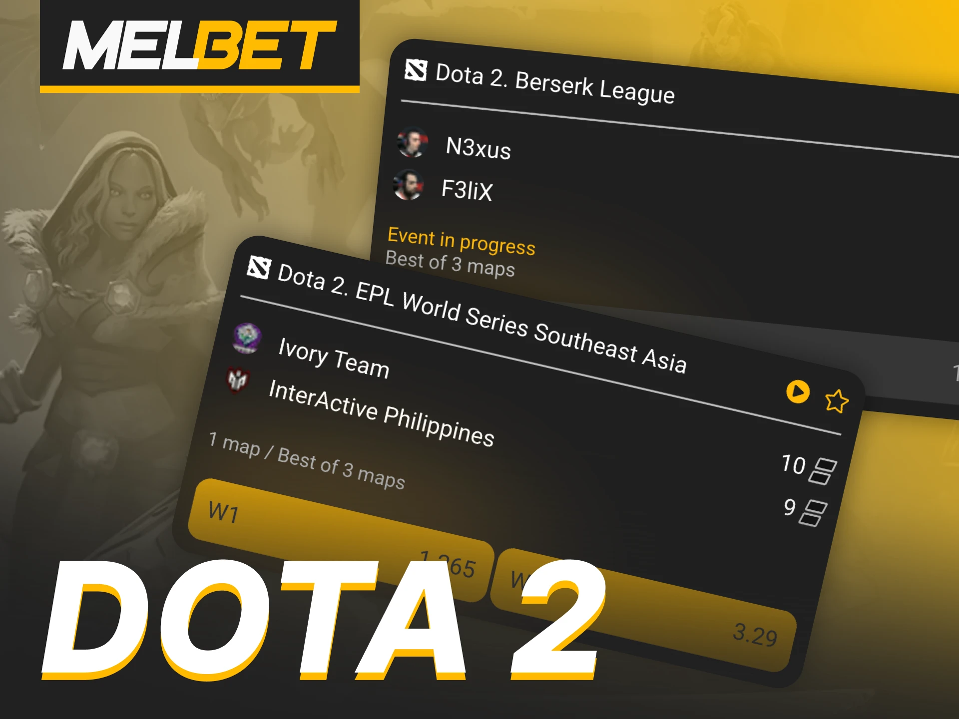 Enjoy betting on Dota 2 tournaments at Melbet platform.