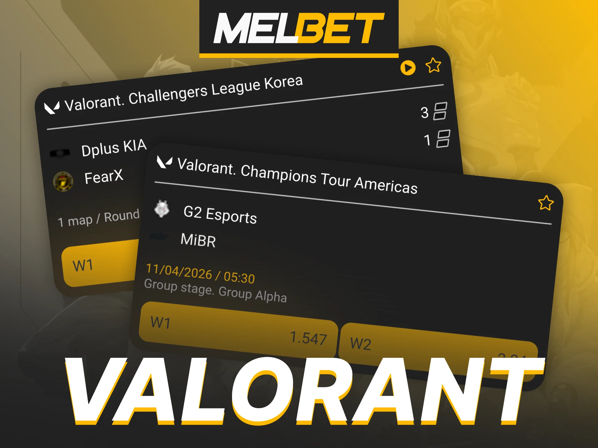 Discover all Valorant tournaments available at Melbet website.