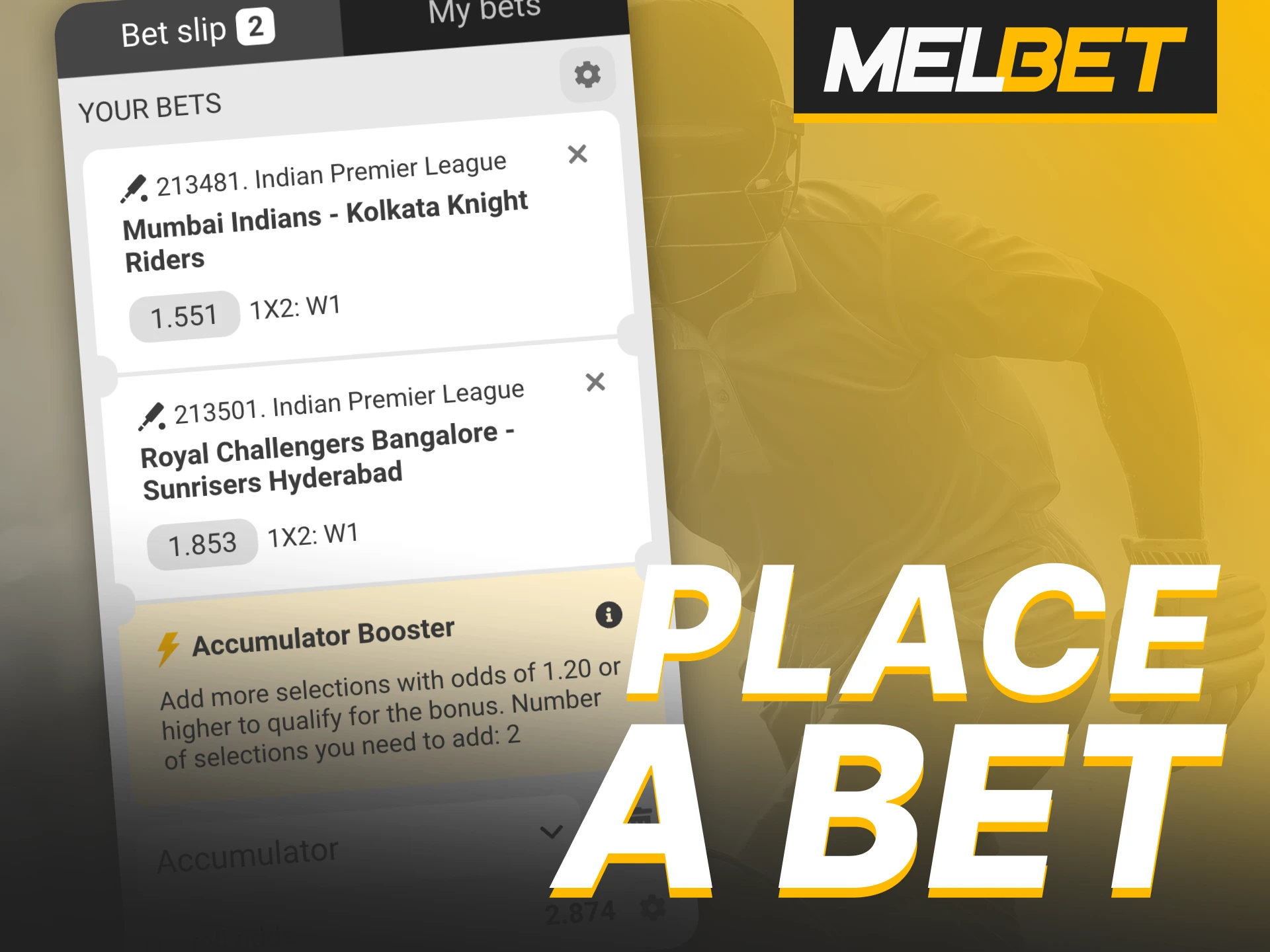 Place your first bet on IPL match at Melbet platform.